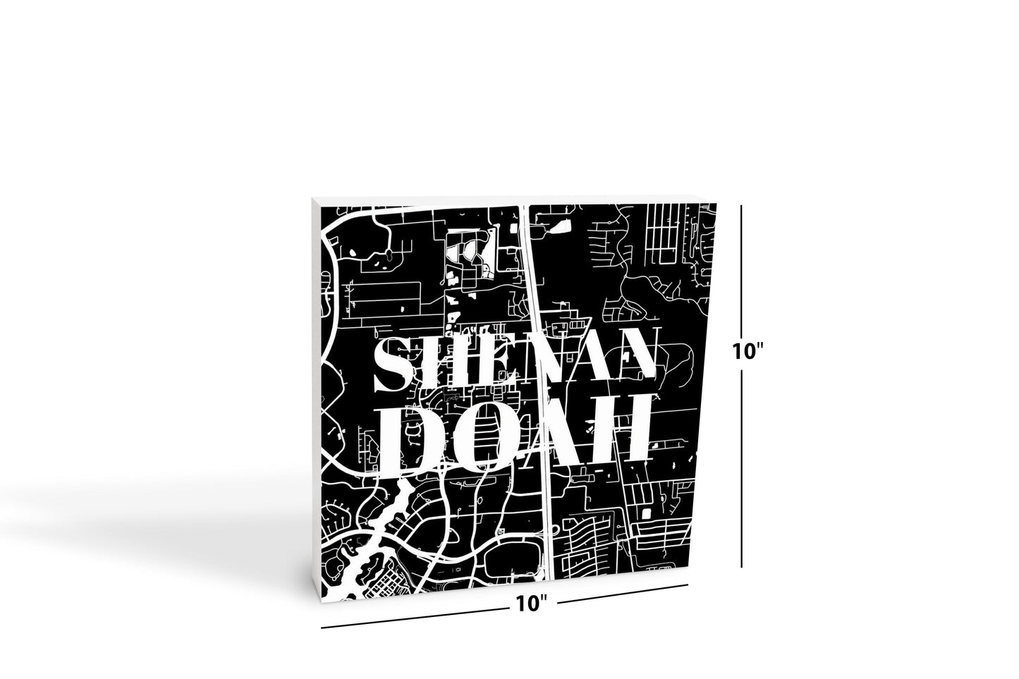 Minimalistic B&W Texas Shenandoah Map | Wood Block | Eaches | Min 2