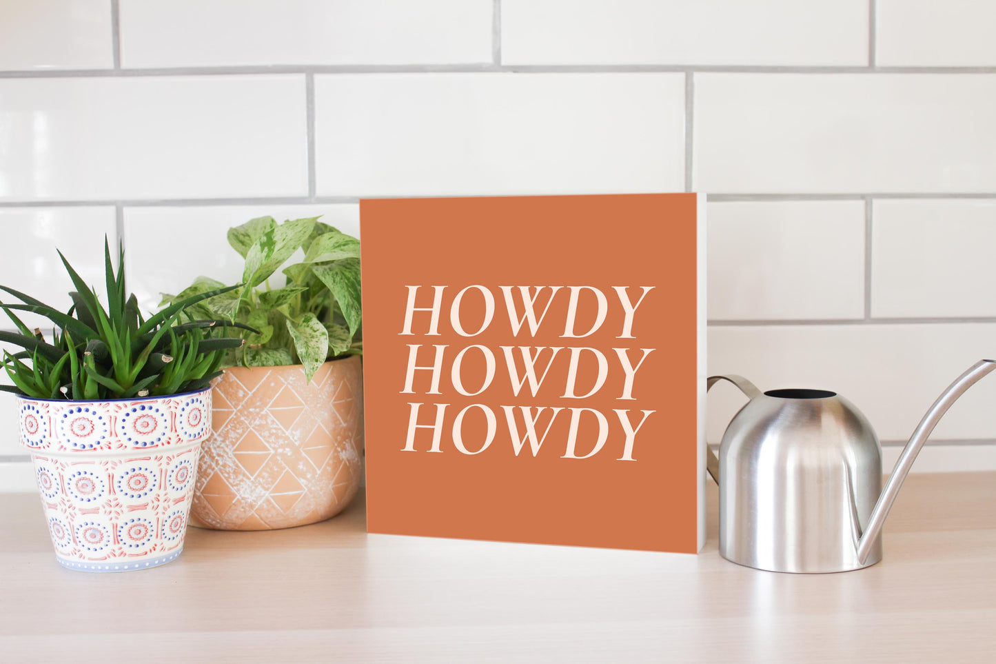 Modern Minimalist Texas Howdy | Wood Block | Eaches | Min 2