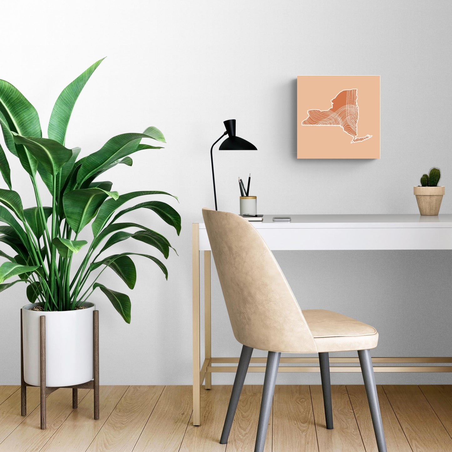 Modern Minimalist New York State Fluid Lines Light | Wood Sign | Eaches | Min 2