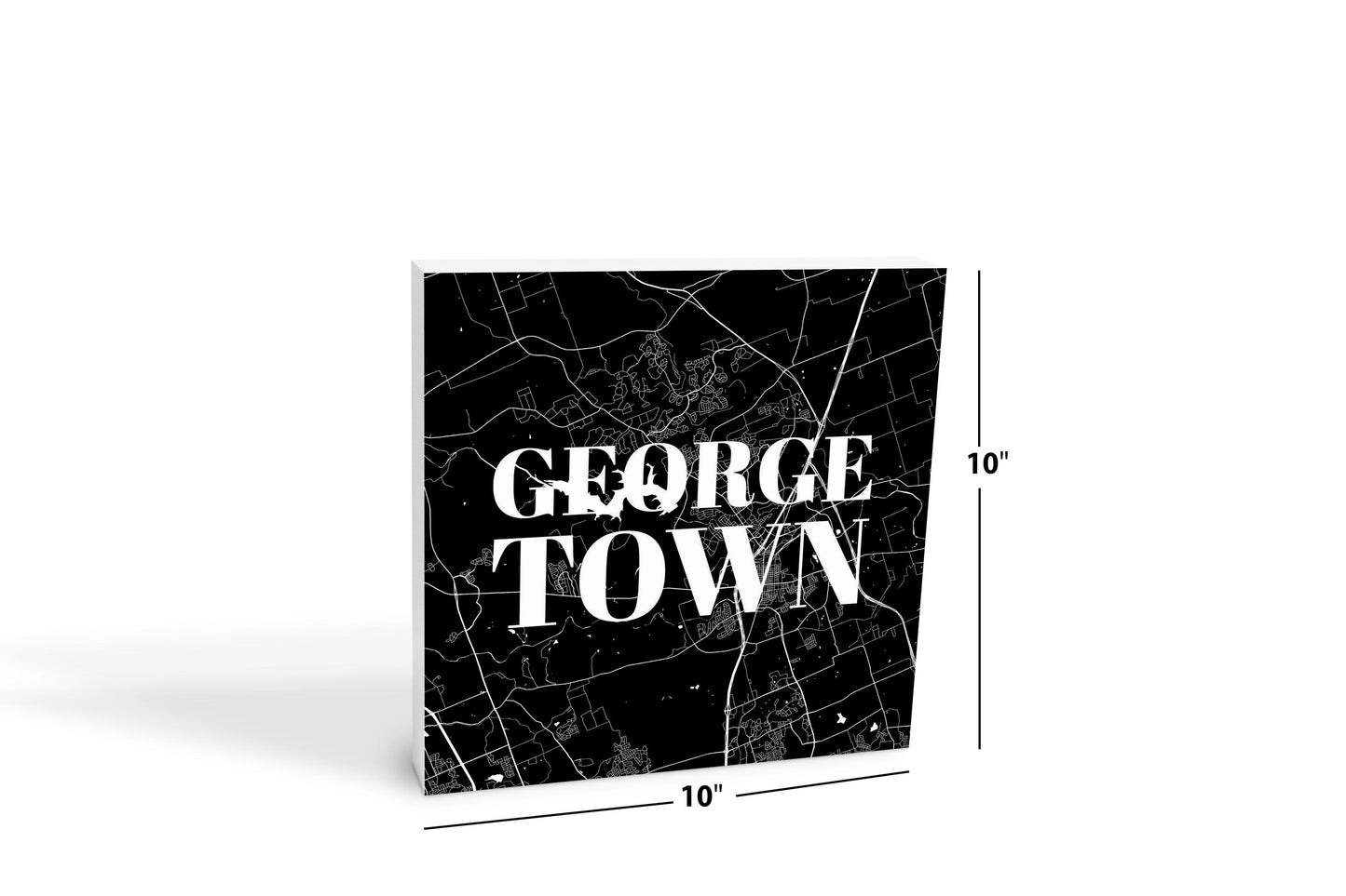 Minimalistic B&W Texas Georgetown Map | Wood Block | Eaches | Min 2