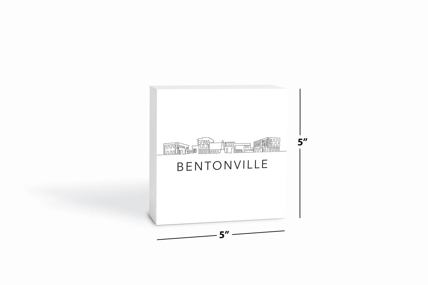 Minimalist B&W Arkansas Bentonville Skyline | Wood Block | Eaches | Min 4