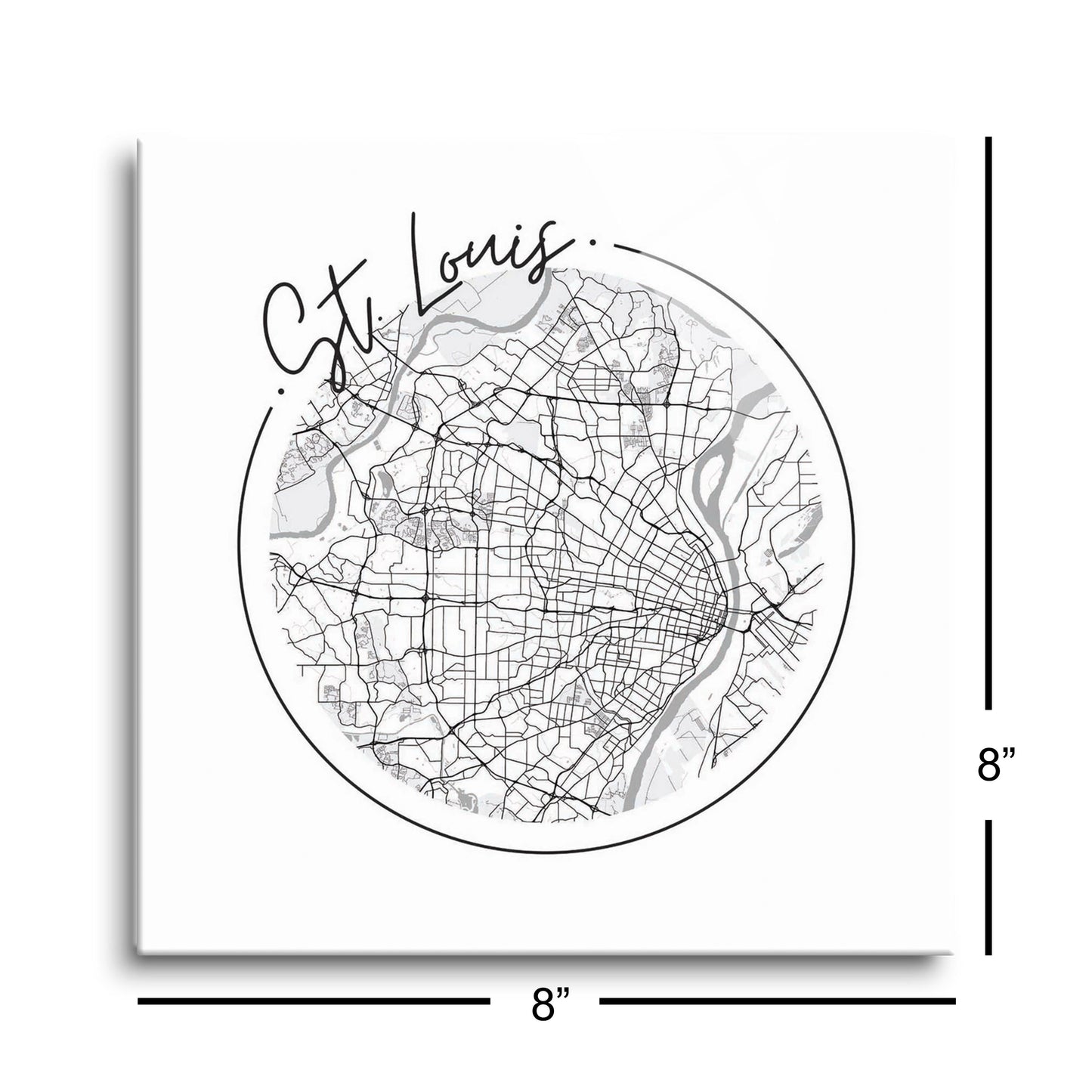 Minimalist B&W Missouri St Louis Circle Map | Hi-Def Glass Art | Eaches | Min 2