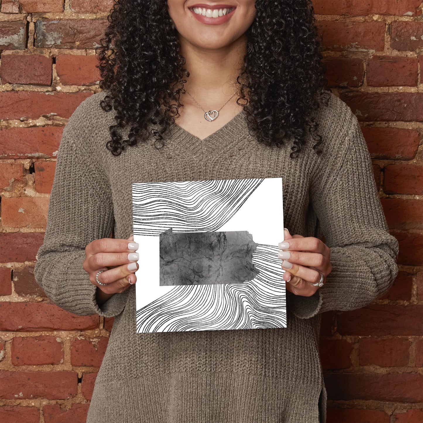 Minimalistic B&W Pennsylvania Shape Fluid Lines | Hi-Def Glass Art | Eaches | Min 2