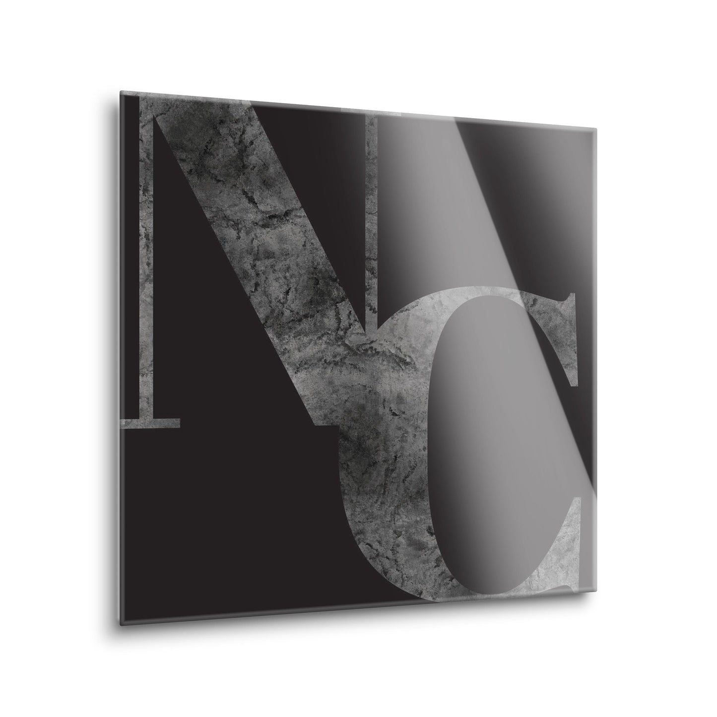Minimalistic B&W North Carolina Black Initials | Hi-Def Glass Art | Eaches | Min 2