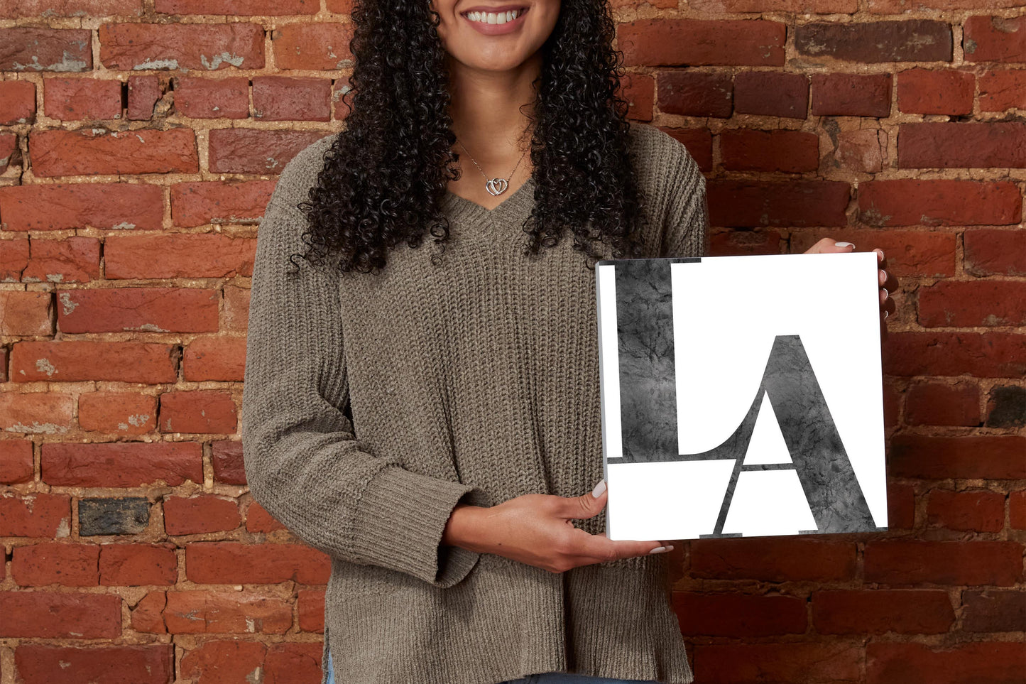 Modern White Louisiana Initials | Wood Block | Eaches | Min 2