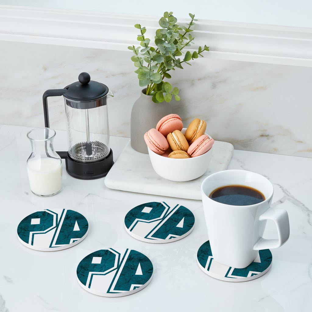 Modern Minimalist Pennsylvania White Initials | Absorbent Coasters | Set of 4 | Min 2