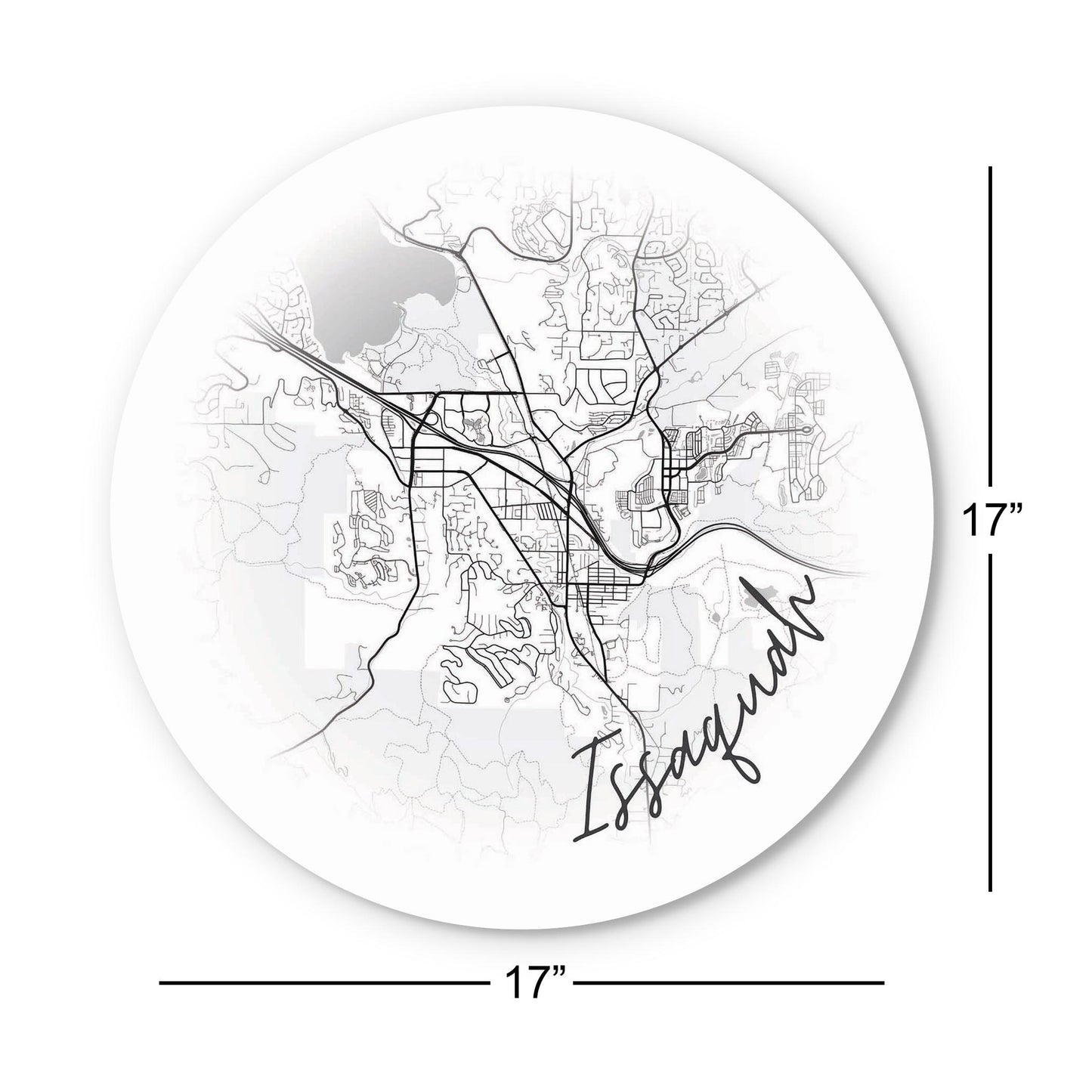 Minimalistic B&W Washington Issaquah Circle Map | Wood Sign | Eaches | Min 1