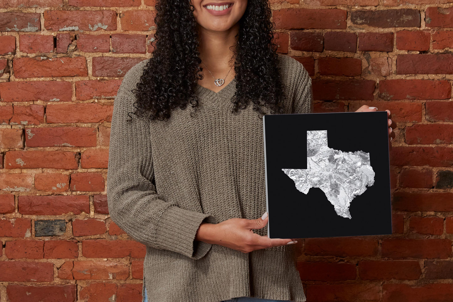 Minimalistic B&W Texas Metal State Shape | Wood Block | Eaches | Min 2
