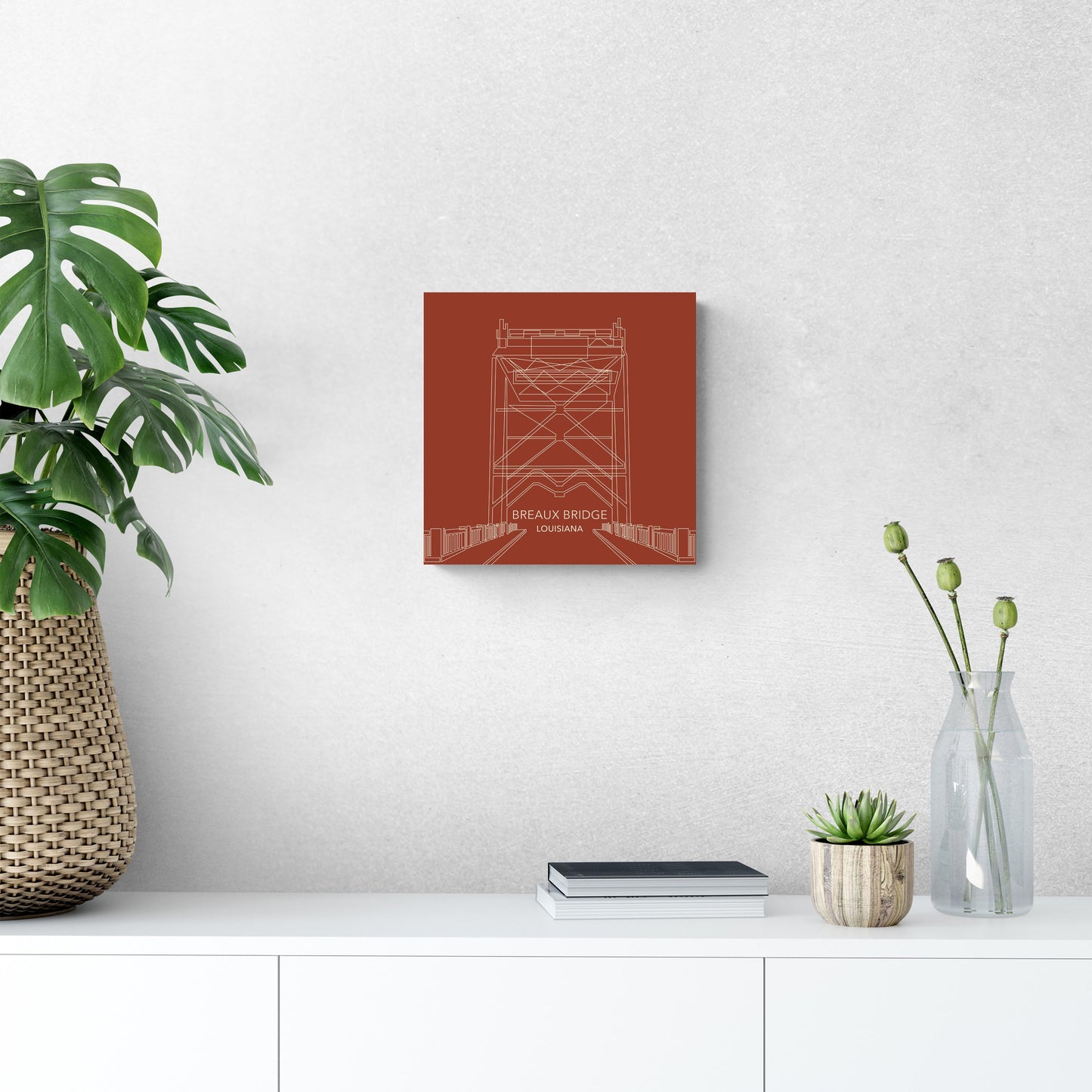 Modern Minimalist Louisiana Breaux Bridge Line Drawing | Wood Sign | Eaches | Min 2
