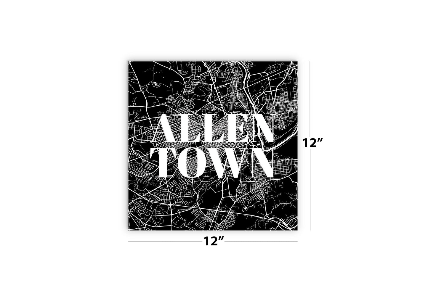 Minimalistic B&W Pennsylvania Allentown Map | Wood Sign | Eaches | Min 2