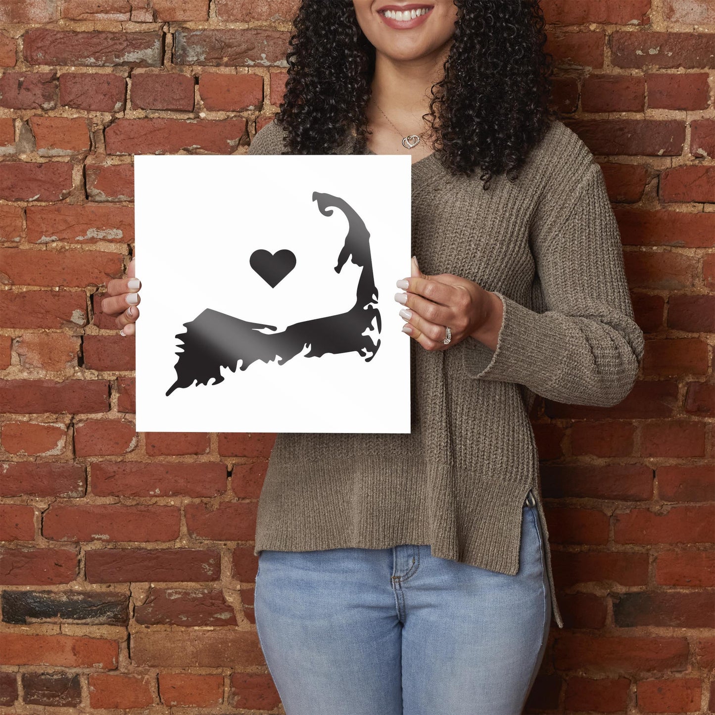 Minimalistic B&W Cape Cod With Heart | Hi-Def Glass Art | Eaches | Min 1