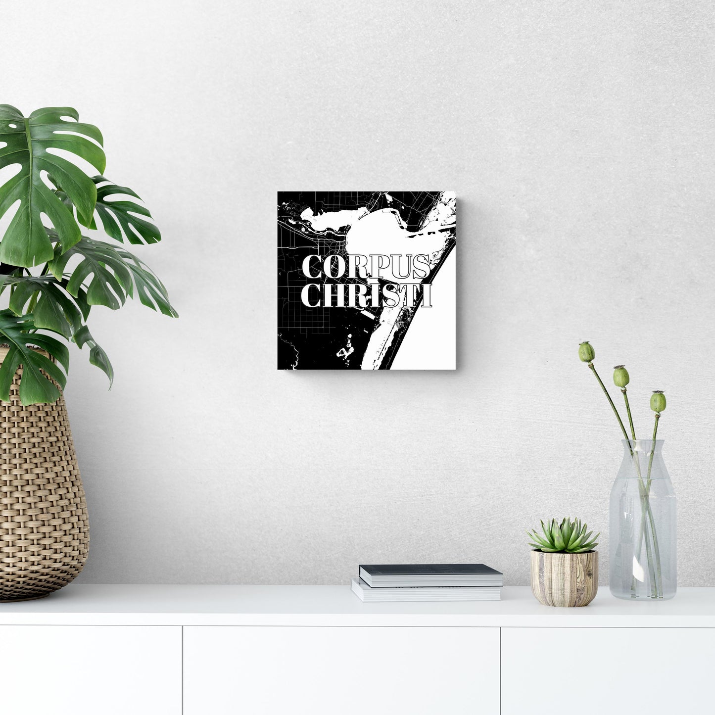 Minimalistic B&W Texas Corpus Christi Map | Wood Sign | Eaches | Min 2
