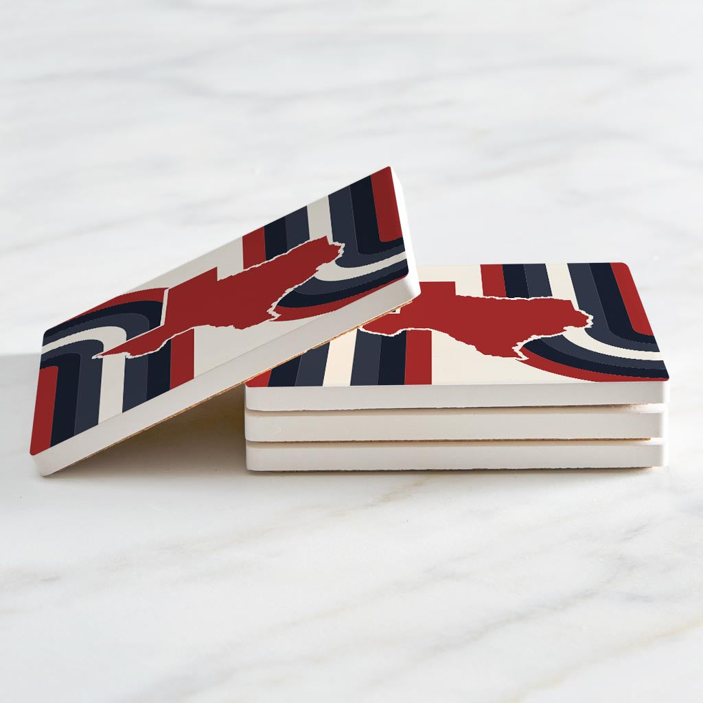Modern Minimalist Texas Colors Retro Shape | Absorbent Coasters | Set of 4 | Min 2