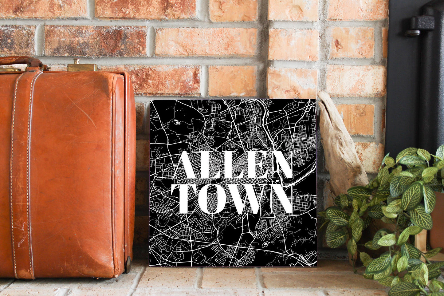 Minimalistic B&W Pennsylvania Allentown Map | Wood Sign | Eaches | Min 2