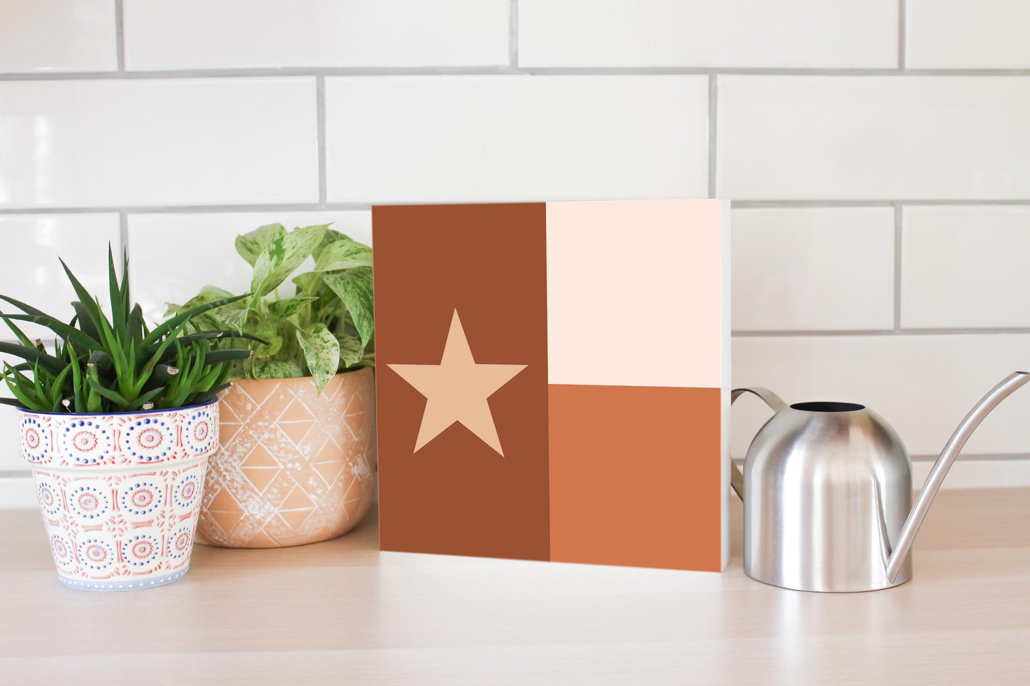 Modern Minimalist Texas State Flag | Wood Block | Eaches | Min 2