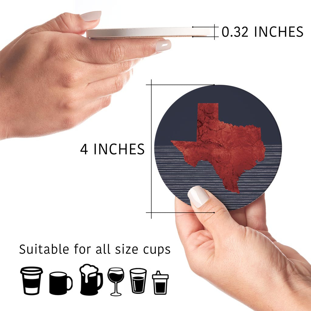 Modern Minimalist Texas Straight Line State Shape | Absorbent Coasters | Set of 4 | Min 2