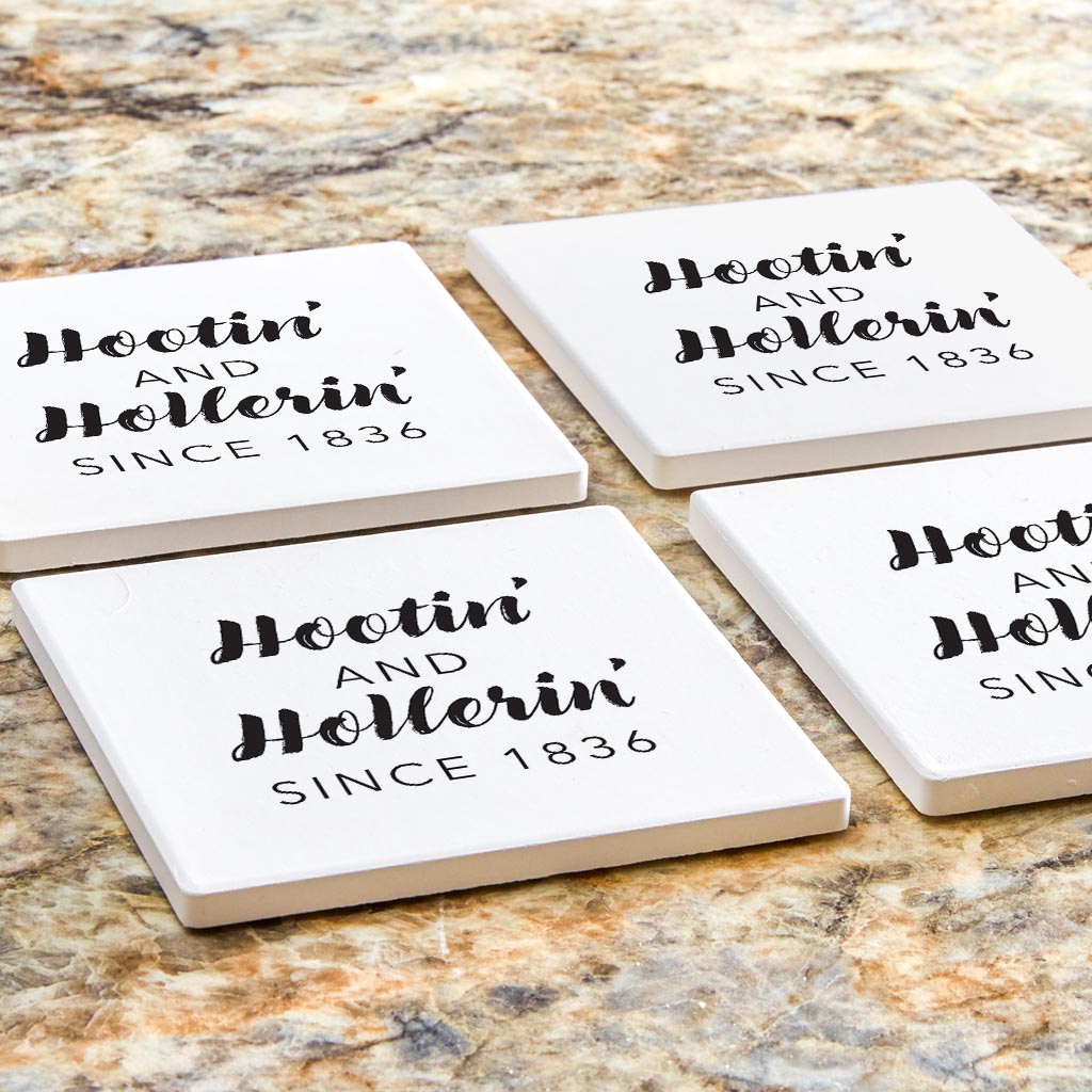 B&W Minimalist Arkansas Hootin Hollerin | Absorbent Coasters | Set of 4 | Min 2