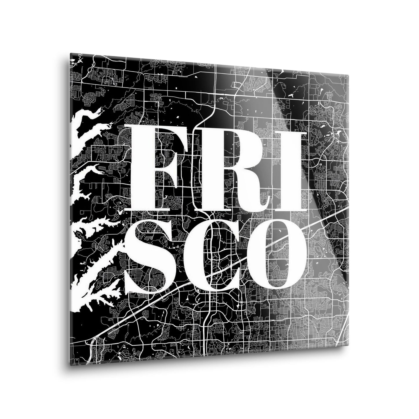 Minimalistic B&W Texas Frisco Map | Hi-Def Glass Art | Eaches | Min 2