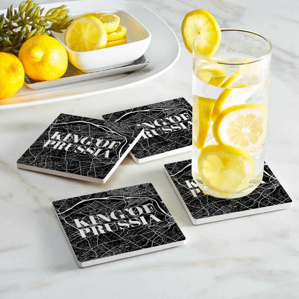Minimalistic B&W Pennsylvania King Of Prussia Map | Absorbent Coasters | Set of 4 | Min 2