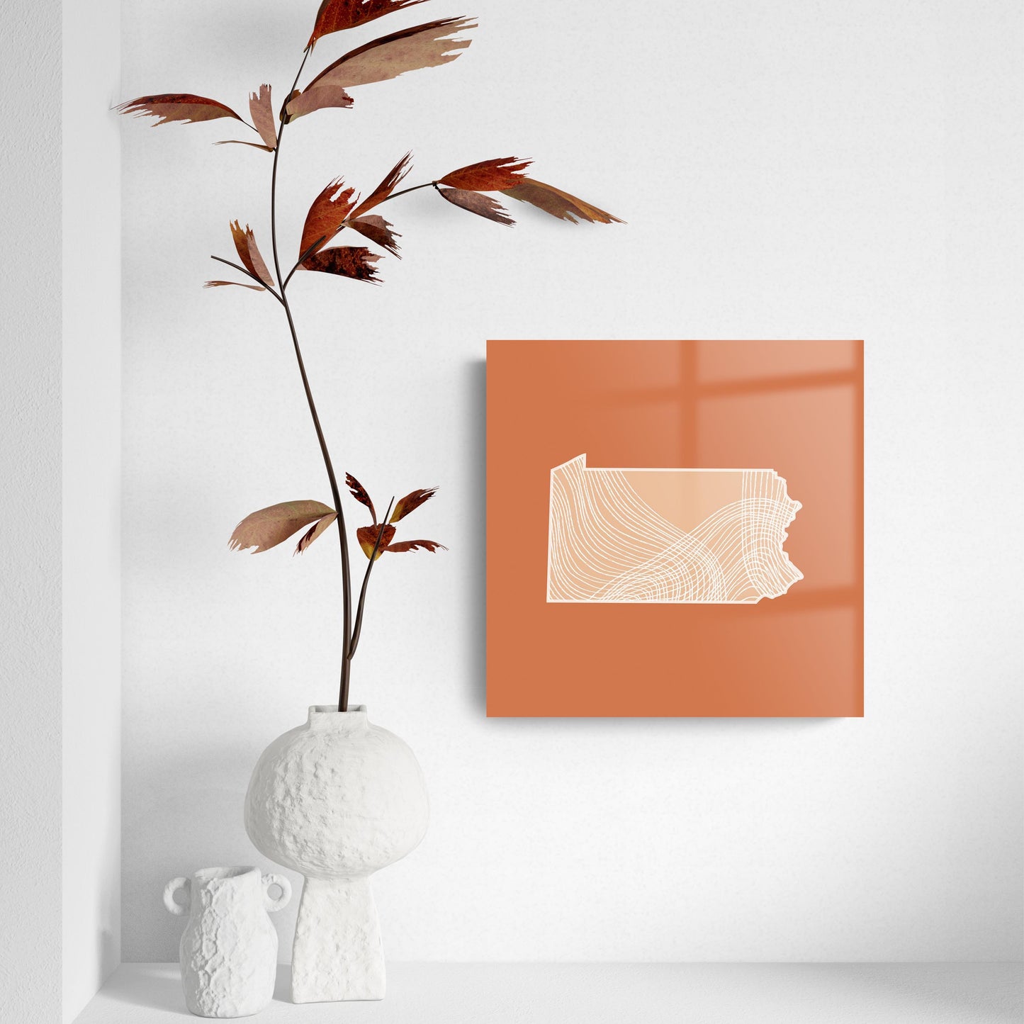 Modern Minimalist Pennsylvania State Lines Light | Hi-Def Glass Art | Eaches | Min 2