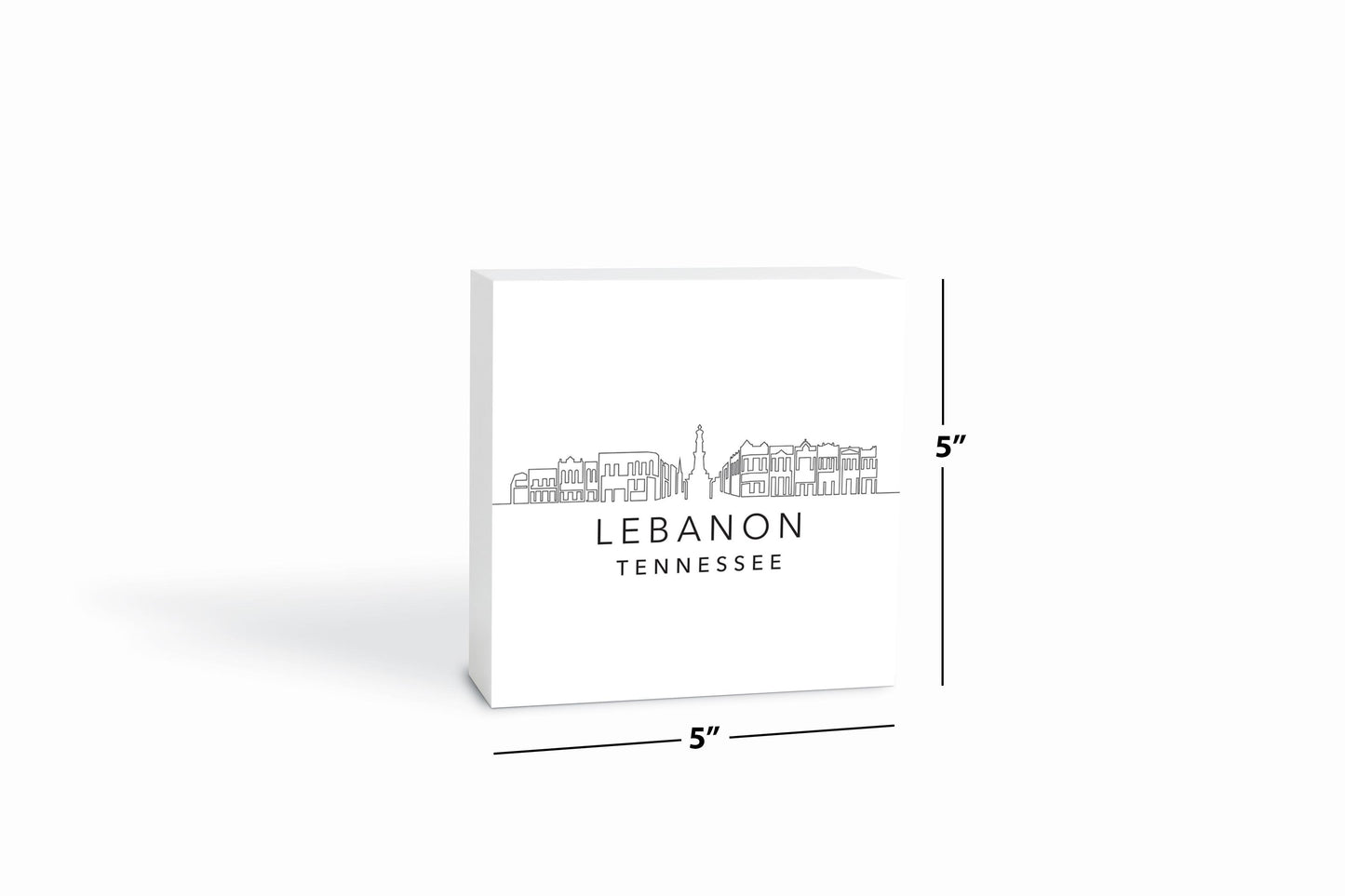 Minimalist B&W Tennessee Lebanon Skyline | Wood Block | Eaches | Min 4
