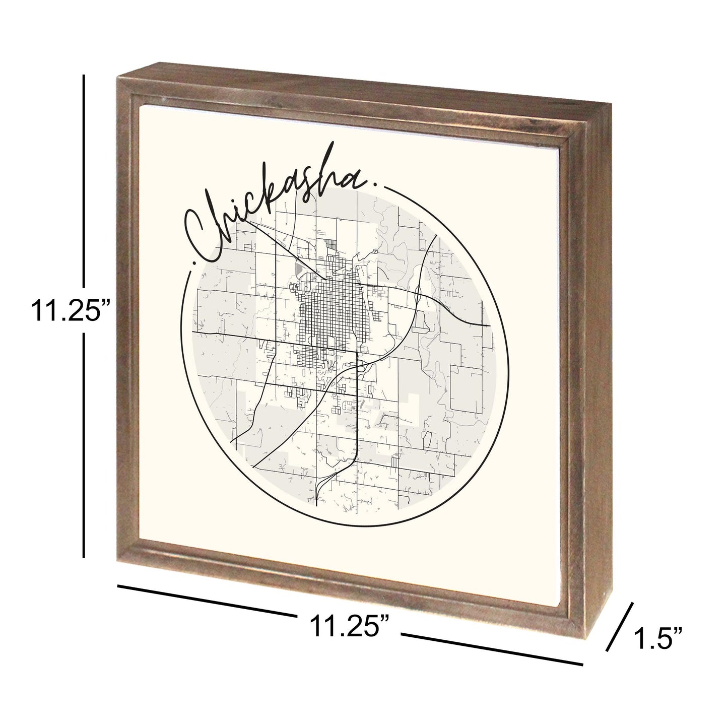 Modern Minimalist Oklahoma Chickasha Map | Wood Sign | Eaches | Min 1