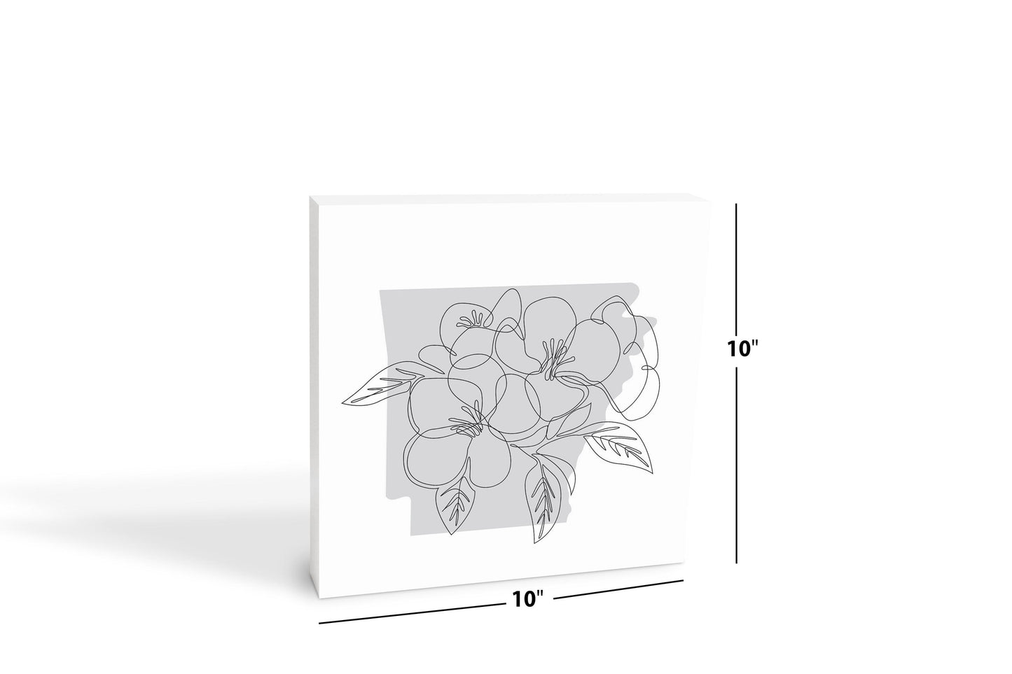 B&W Minimalist Arkansas Single Line Apple Blossoms | Wood Block | Eaches | Min 2
