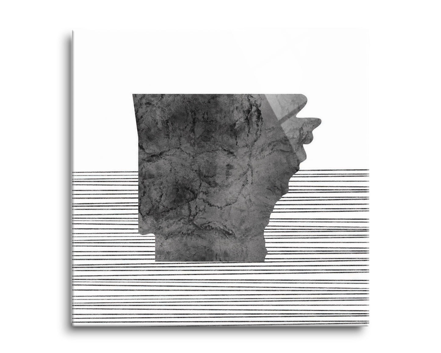 B&W Minimalist Arkansas Lines | Hi-Def Glass Art | Eaches | Min 2