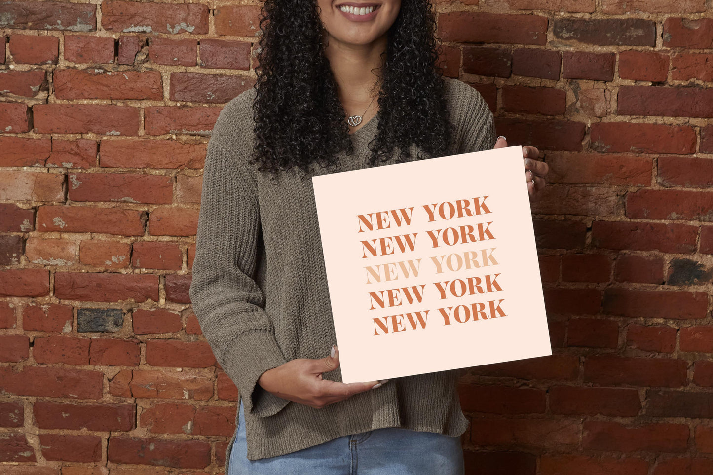 Modern Minimalist New York Repeated Light | Wood Sign | Eaches | Min 2
