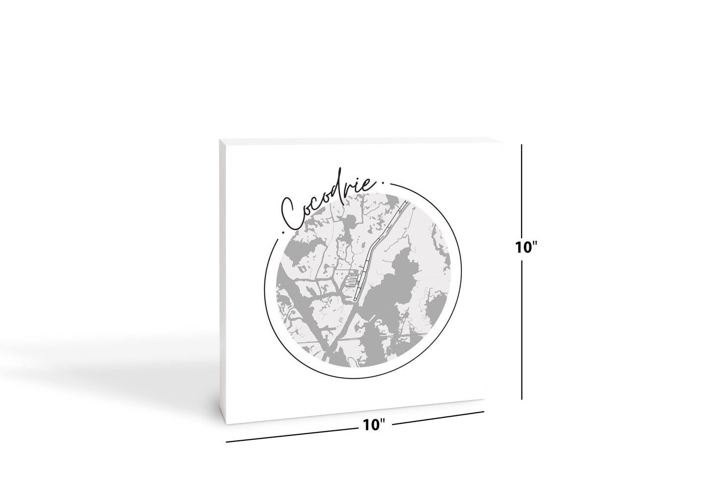 Minimalist B&W Louisiana Cocodrie Circle Map | Wood Block | Eaches | Min 2