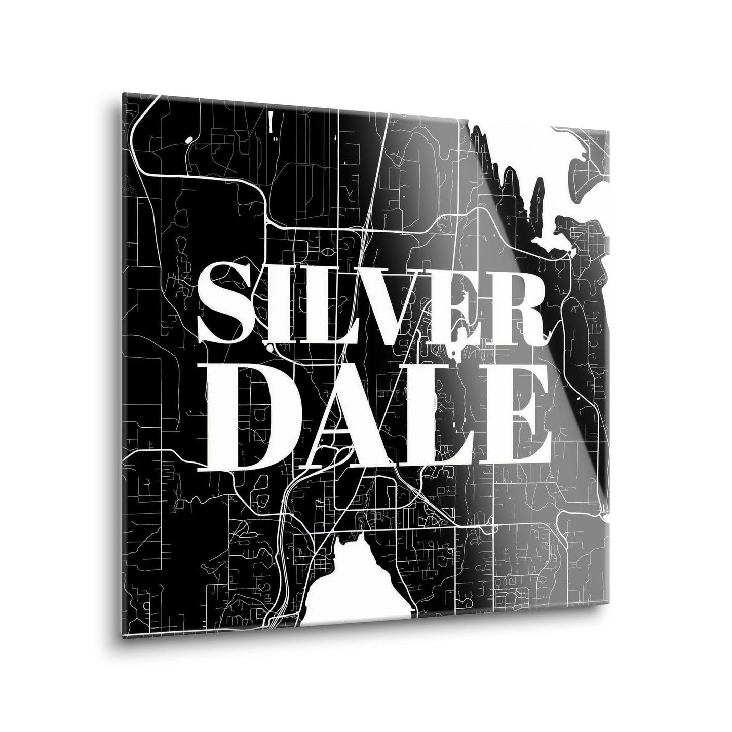 Minimalistic B&W Washington Silverdale Map | Hi-Def Glass Art | Eaches | Min 1
