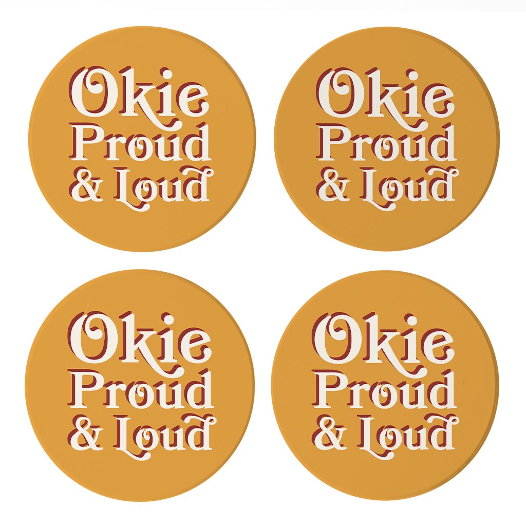 Modern Minimalist Oklahoma Proud Loud| Absorbent Coasters | Set of 4 | Min 2