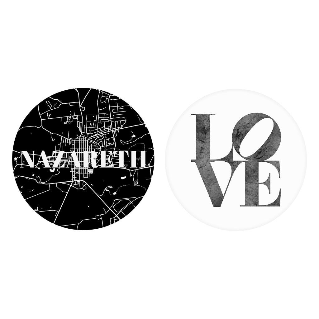 Minimalistic B&W Pennsylvania Nazareth Map Love| Absorbent Car Coasters | Set of 2 | Min 4