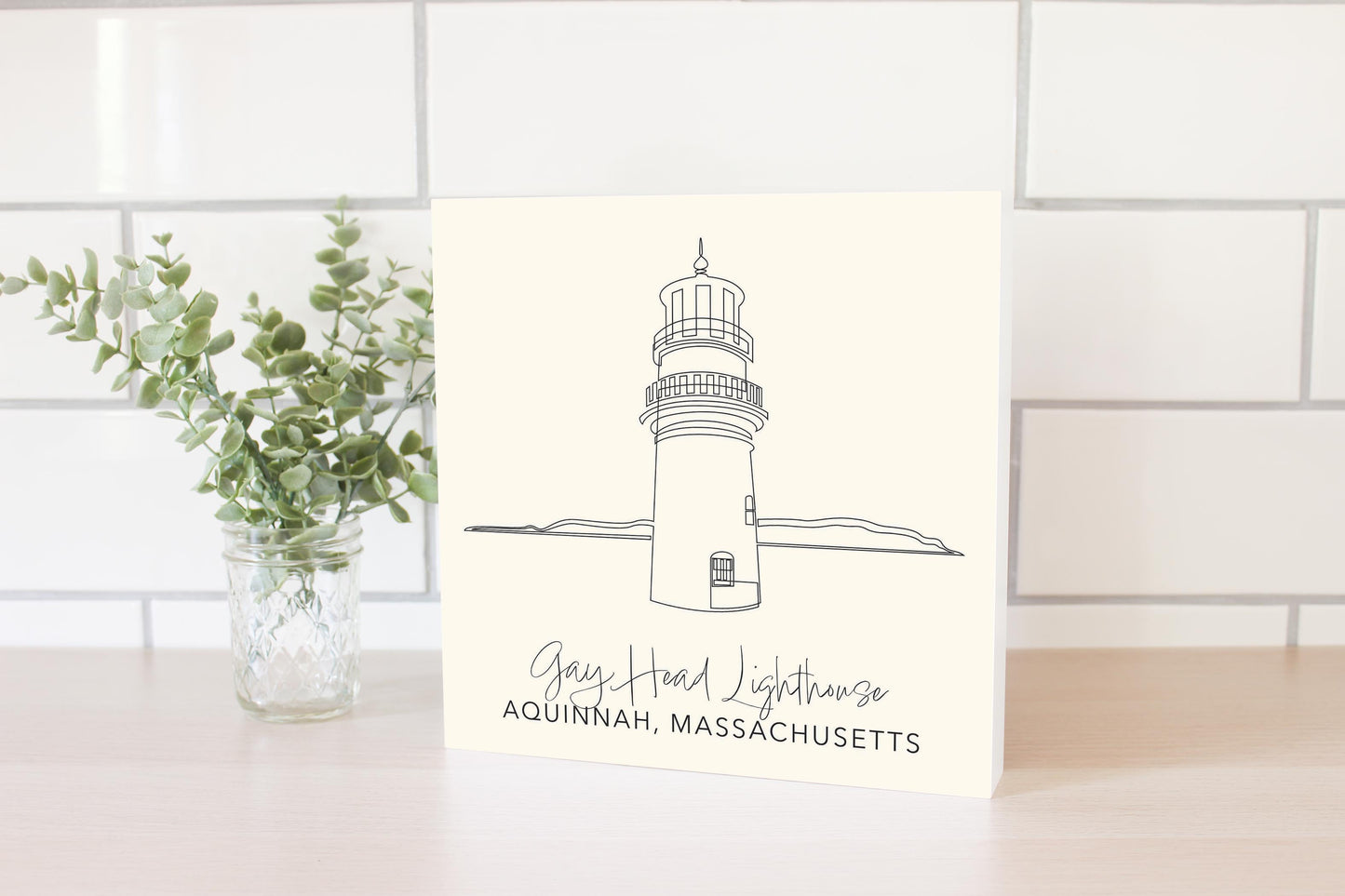 Cream Gay Head Lighthouse | Wood Block | Eaches | Min 2