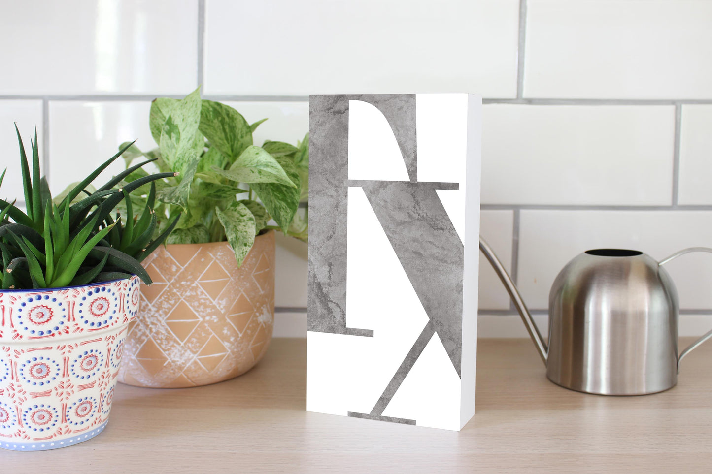 Modern White Texas Initials | Wood Block | Eaches | Min 4