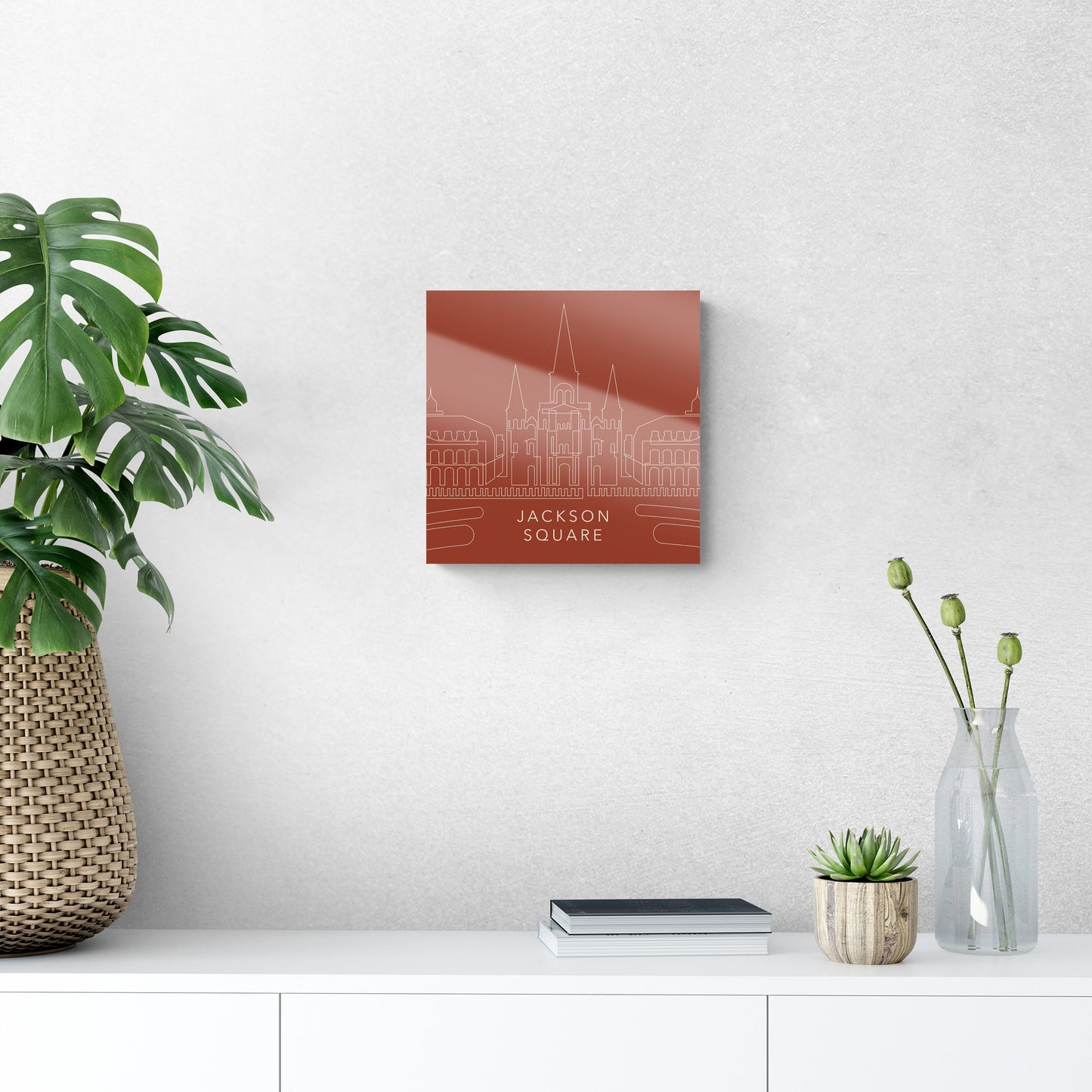 Modern Minimalist Louisiana Jackson Square Line Drawing | Hi-Def Glass Art | Eaches | Min 1