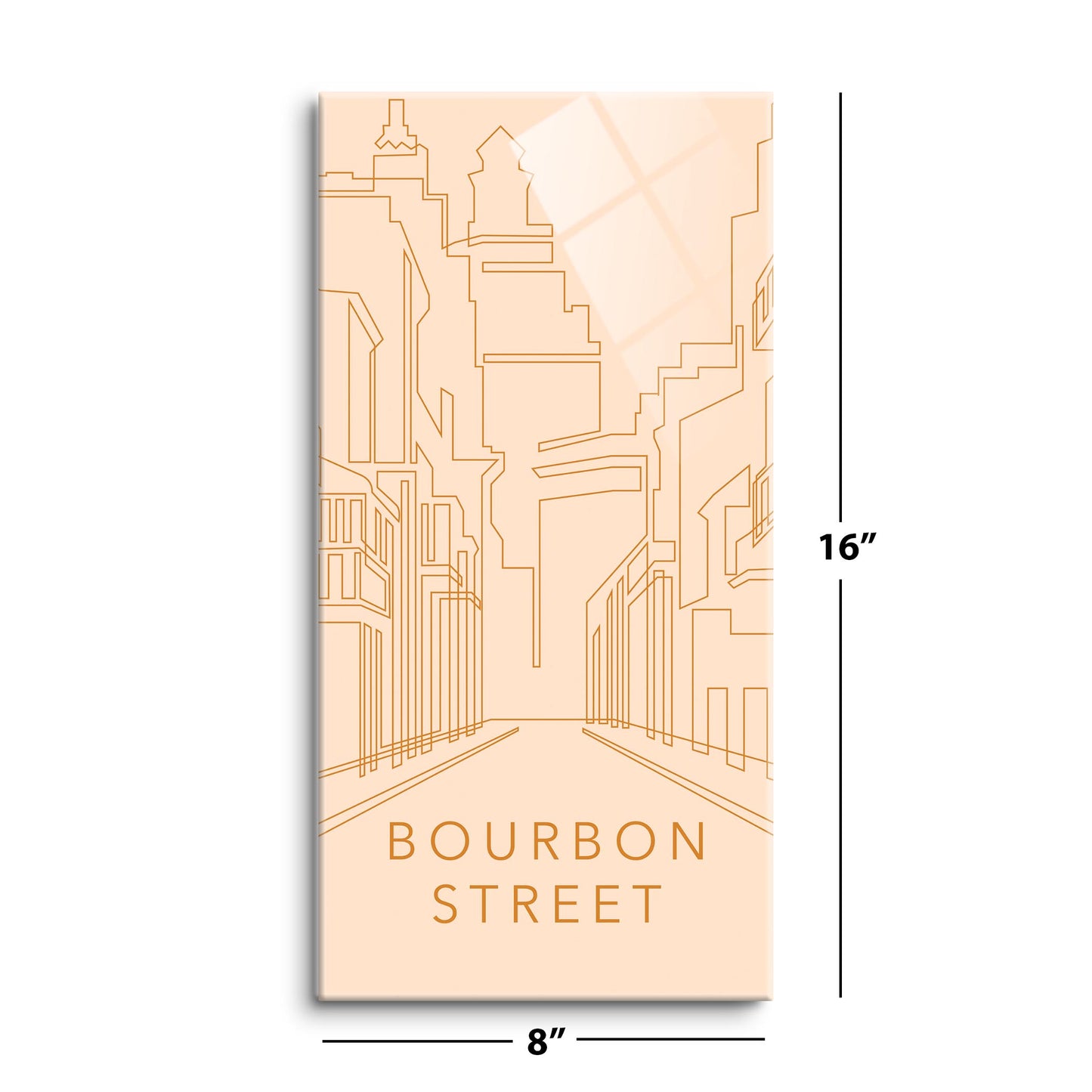 Modern Minimalist Louisiana Bourbon Street Line Drawing | Hi-Def Glass Art | Eaches | Min 2