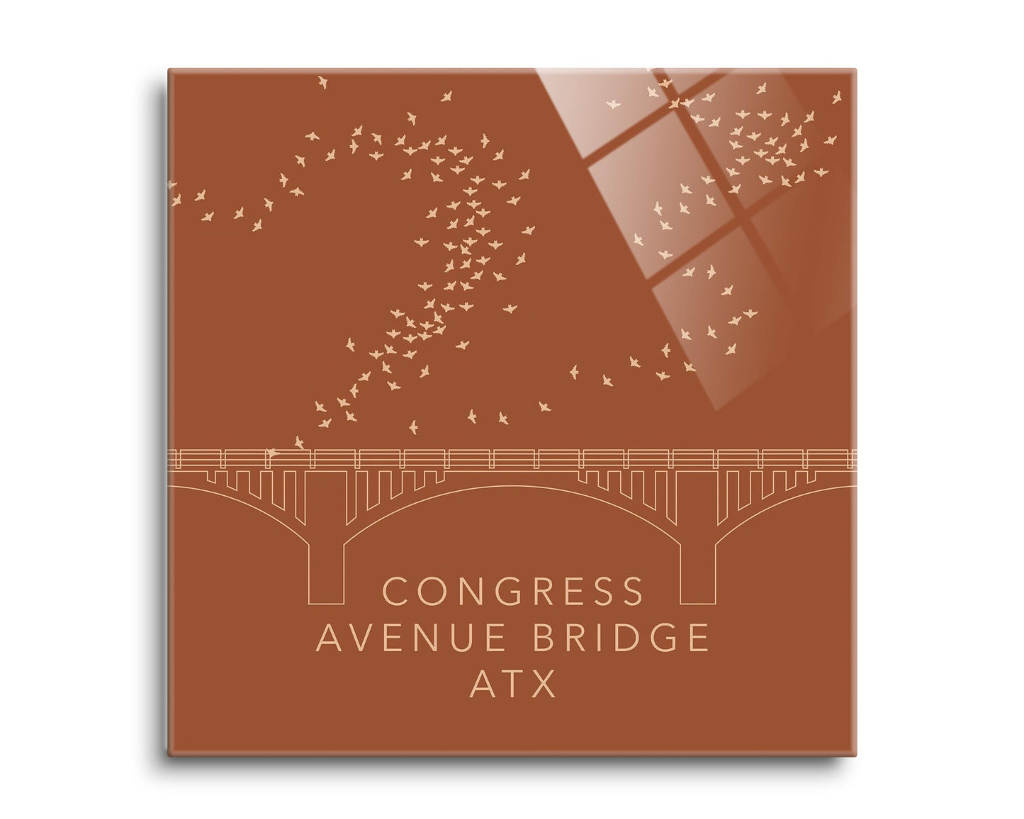 Modern Minimalist Texas Austin Congress Bridge | Hi-Def Glass Art | Eaches | Min 2
