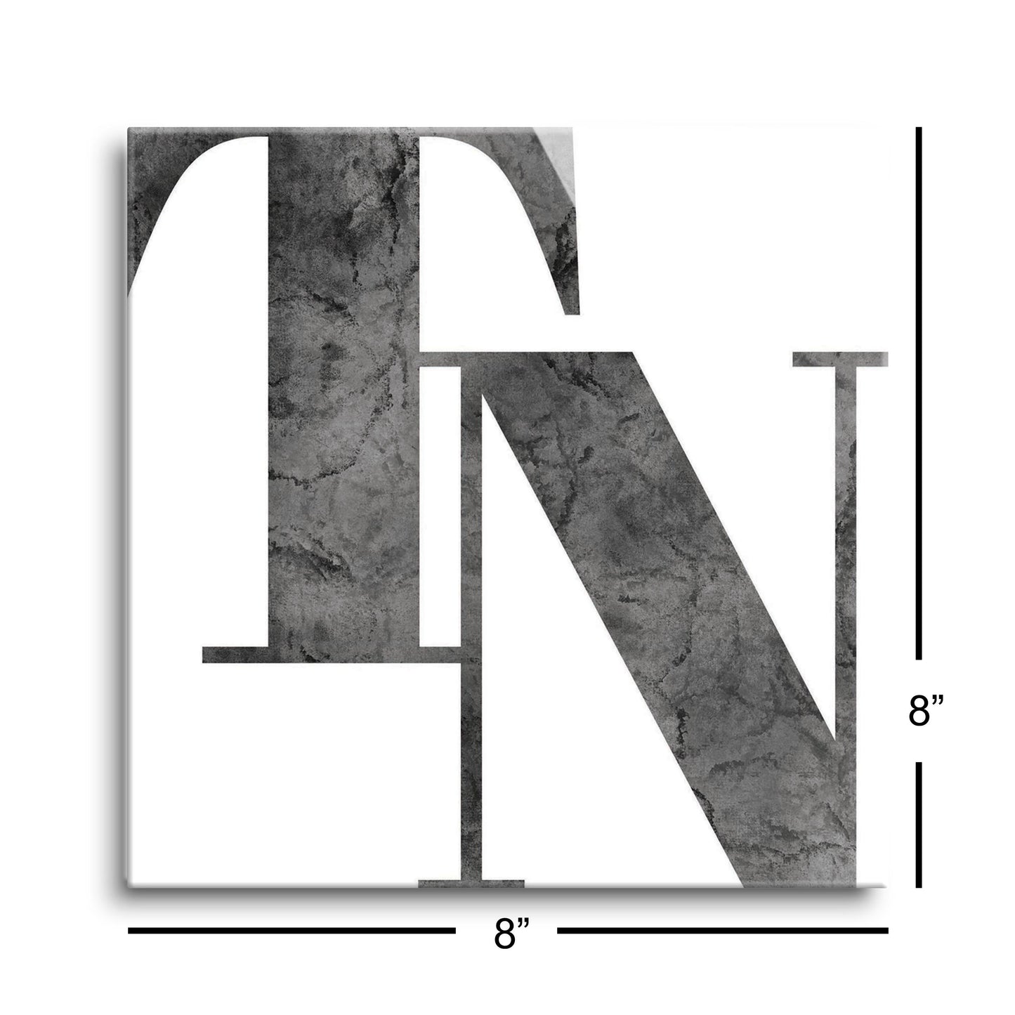 Minimalist B&W Tennessee White Initials | Hi-Def Glass Art | Eaches | Min 2