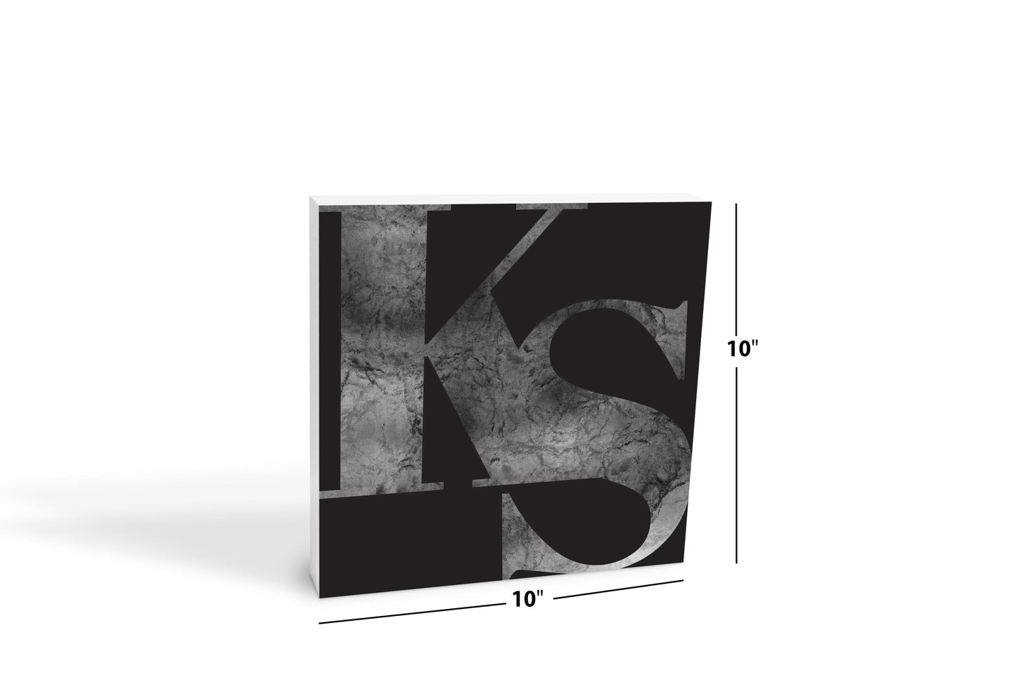 Minimalist B&W Kansas Black Initials | Wood Block | Eaches | Min 2