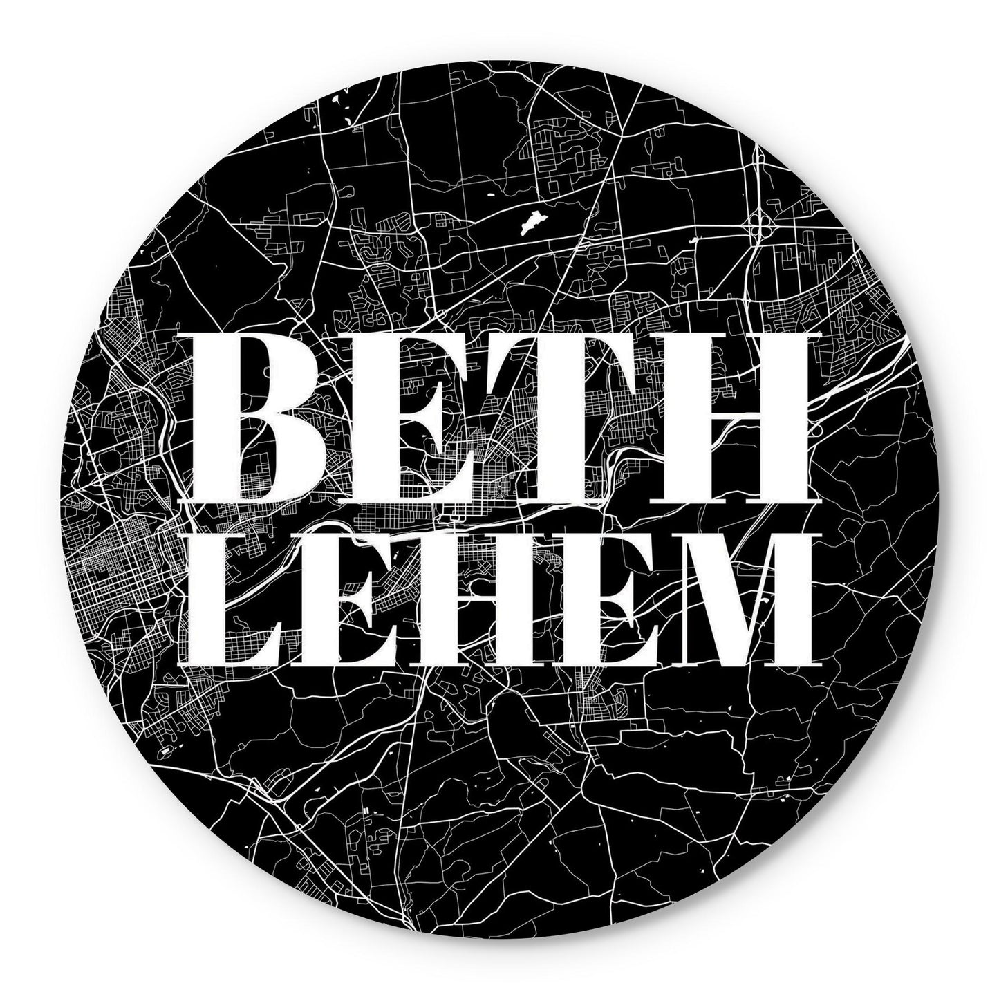 Minimalistic B&W Pennsylvania Bethlehem Map | Wood Sign | Eaches | Min 1