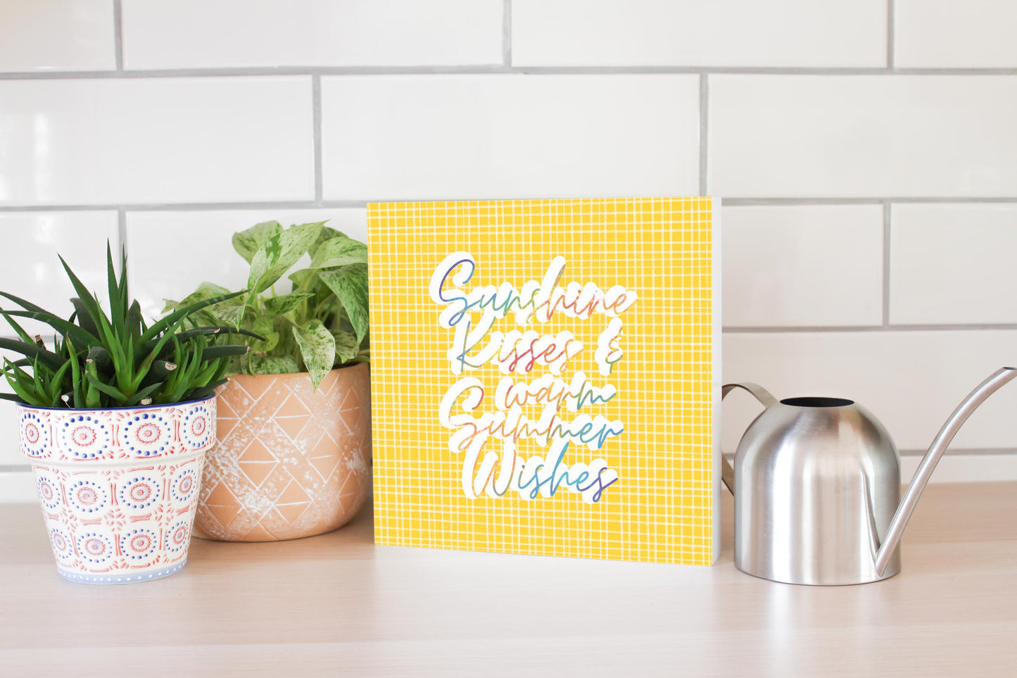 Sunshine Kisses Warm Summer Wishes | Wood Block | Eaches | Min 2