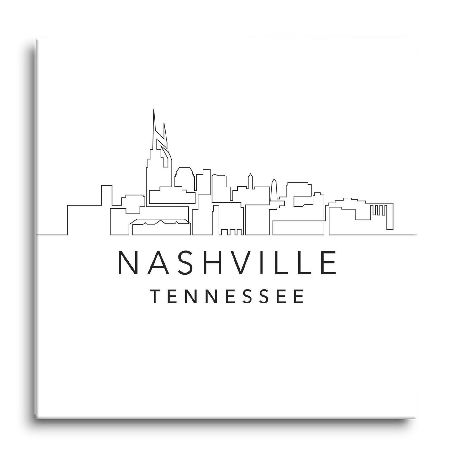 Minimalist B&W Tennessee Nashville Skyline | Hi-Def Glass Art | Eaches | Min 1