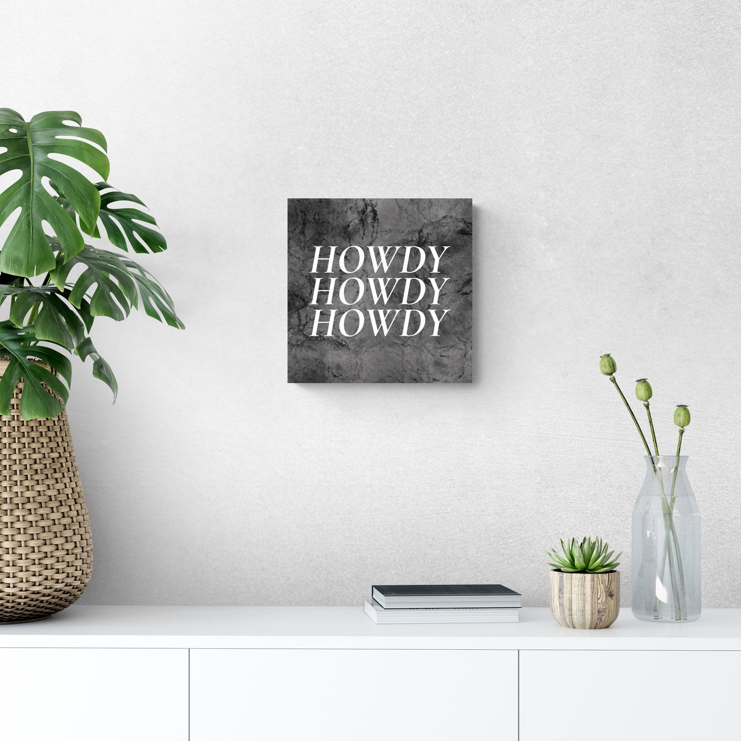 Minimalistic B&W Texas Textured Howdy | Wood Sign | Eaches | Min 2