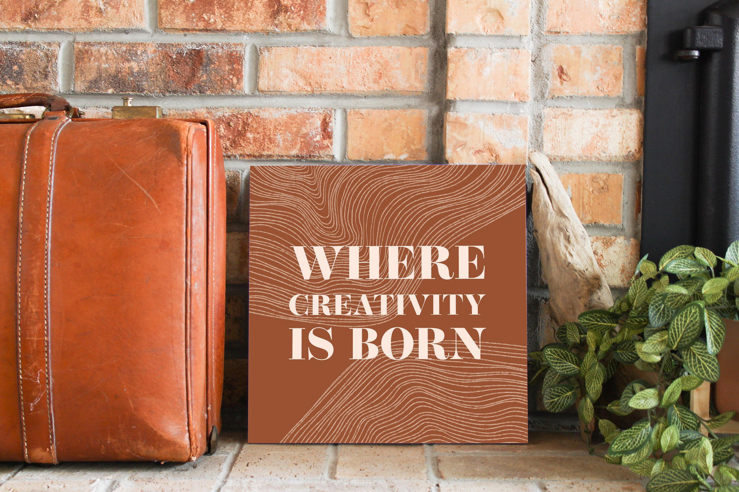 Modern Minimalist New York Creativity Is Born | Wood Sign | Eaches | Min 2
