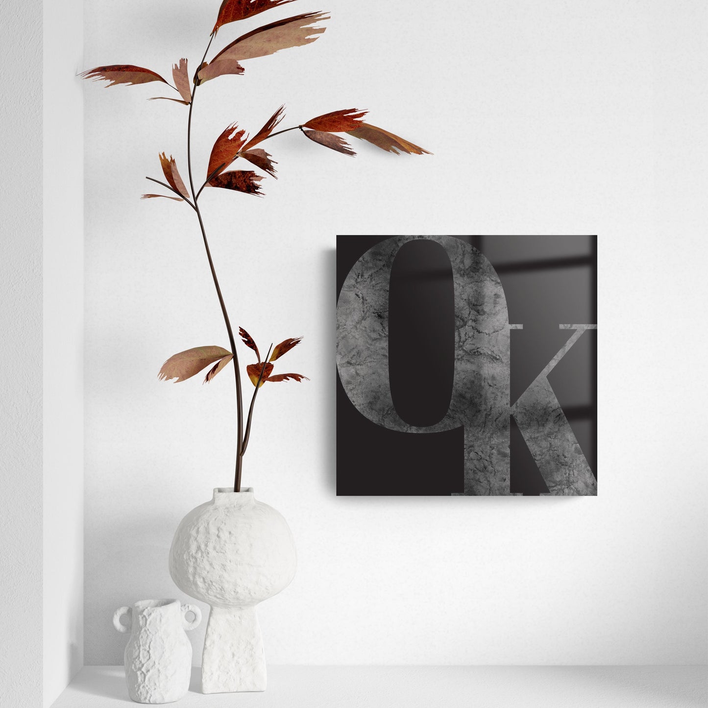Modern Black Oklahoma Initials | Hi-Def Glass Art | Eaches | Min 2