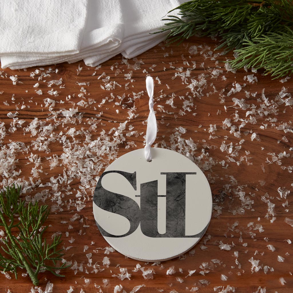 Minimalist B&W Missouri St Louis White Initials| Wood Ornament | Eaches | Min 6