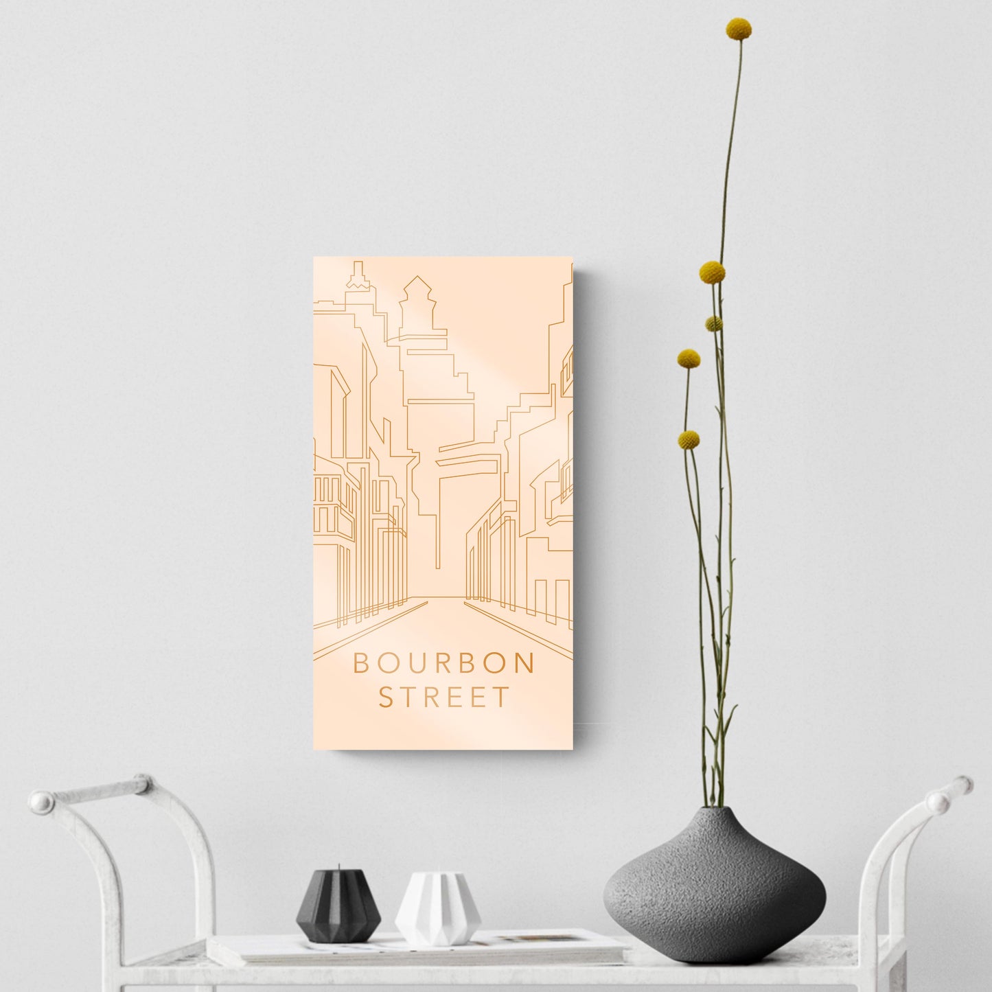 Modern Minimalist Louisiana Bourbon Street Line Drawing | Hi-Def Glass Art | Eaches | Min 2