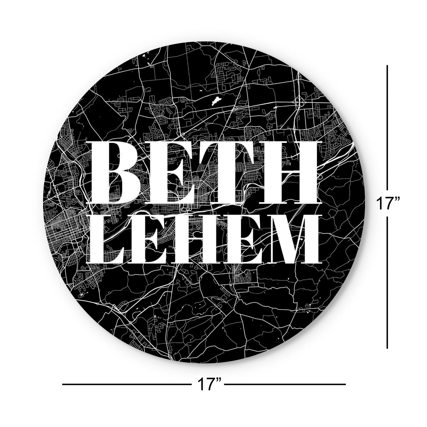 Minimalistic B&W Pennsylvania Bethlehem Map | Wood Sign | Eaches | Min 1