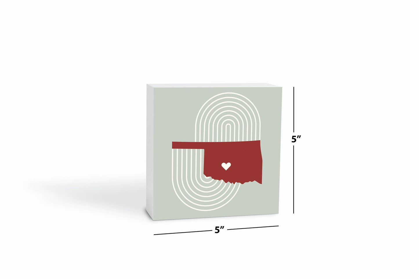 Modern Minimalist Oklahoma Chickasha Heart | Wood Block | Eaches | Min 4